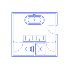 Layouts Bathrooms Primary Split Luxury H Shape Simple Line Art Svg Vector, Free Vectors File